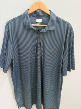 Greg Norman Collection Blue Striped Performance Golf Polo